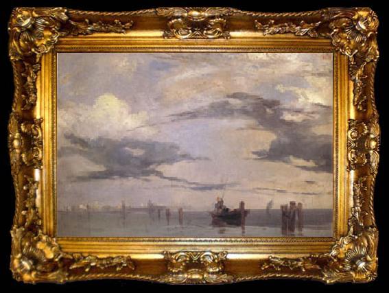 framed  Richard Parkes Bonington View of the Lagoon near Venice (mk05), ta009-2